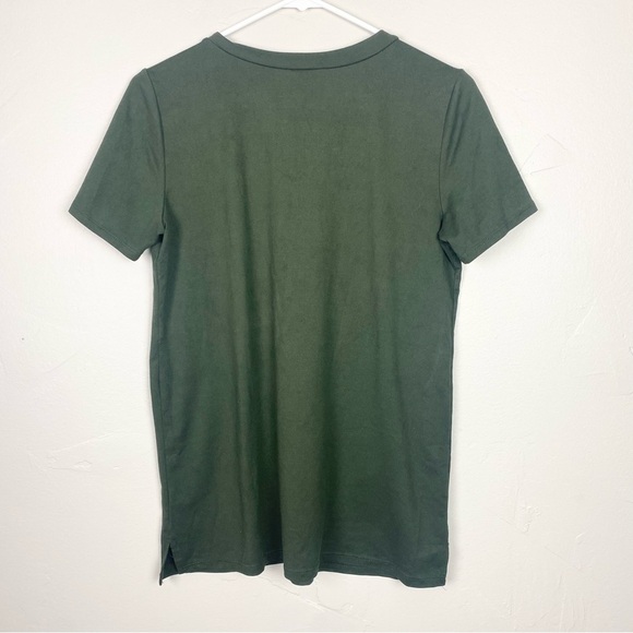 No Brand Basic Dark Green Short Sleeve Criss Cross T-Shirt - Picture 3 of 3